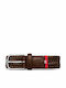 Elastic Men's Belt Leather Knitted Brown