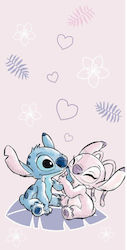 Kids' Velour Beach Towel Stitch & Angel Pink Di...