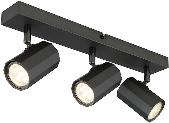 Globo Lighting Dreifach Decken- und Wandleuchte mit GU10 Lampenbirnensockel in Grau Farbe