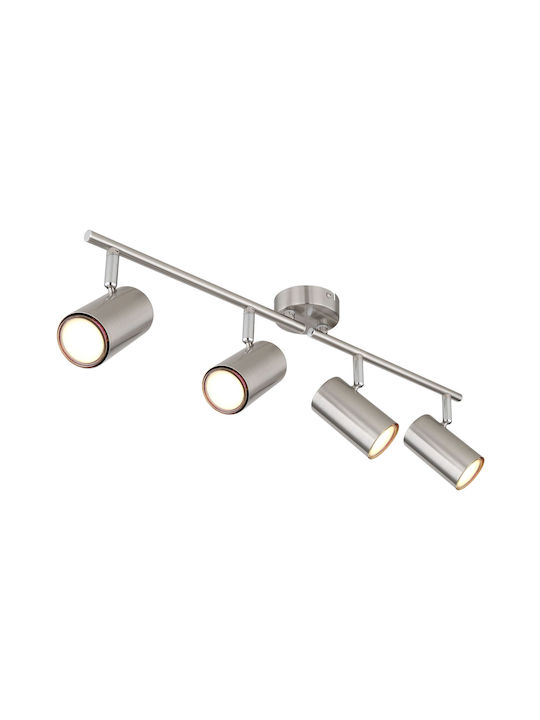 Globo Lighting Σποτ με 4 Φώτα σε Ασημί Χρώμα