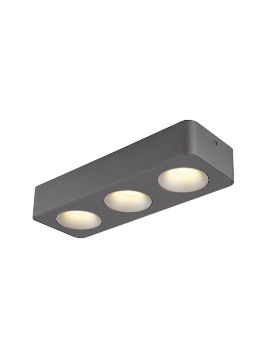 Globo Lighting Τριπλό LED Θερμό Λευκό Σποτ σε Γκρι Χρώμα