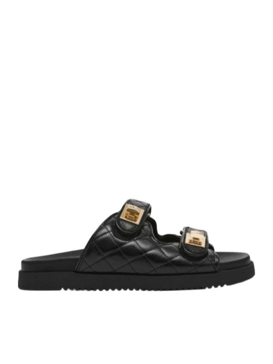 Steve Madden Schmonacn Δερμάτινα Σανδάλια Μαύρα