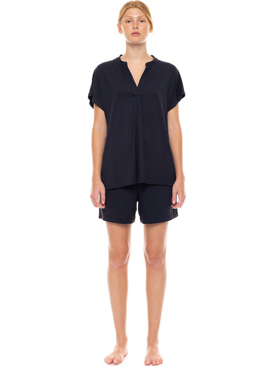 Pink Label Sommer Damen Pyjama-Set Yacht Blue