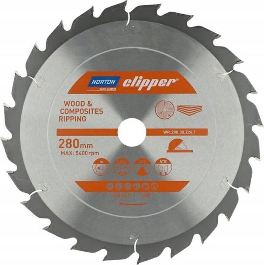 Norton Norton Cutting Disc Wood Hole Diameter 280mm with 24 Teeth 1pcs