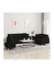 Living Room Furniture Set 2-Seater & 2-Seater & Stool Black