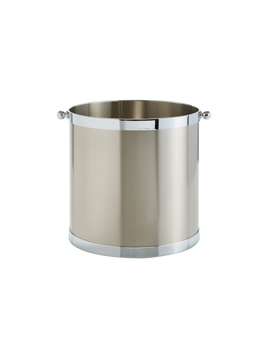 Zogometal Metallic Basket Wood Storage 34x34x35cm Silver