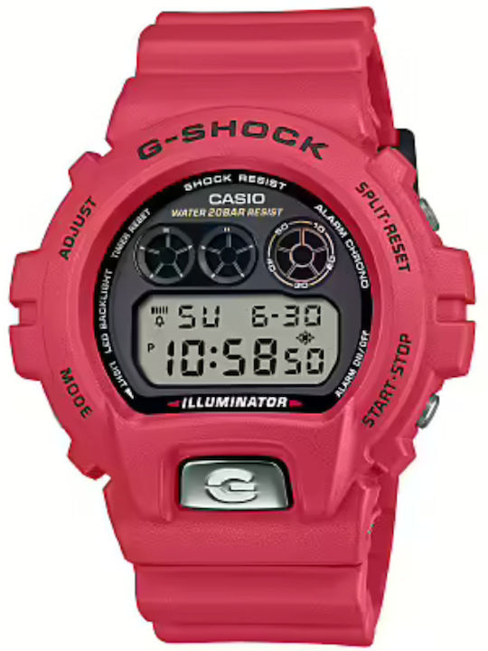 Casio G-shock Digital Men's Watch Chronograph Battery with Red Rubber Strap
