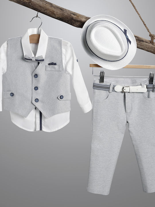 Costum de botez pentru băiat gri-alb 2905-3 New...