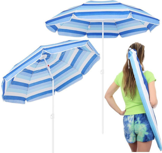 Enero Umbrelă Pliabilă De Plajă Diametru 1.8m Albastru Deschis
