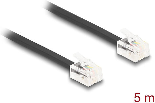 DeLock Flat Telephone Cable RJ11 6P4C 5m Black (90620)