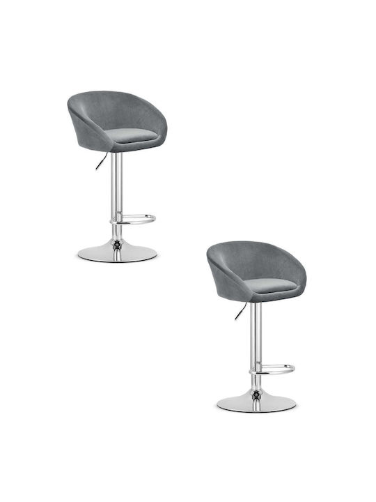 Stool Bar Upholstered with Velvet East Gray 2pc...