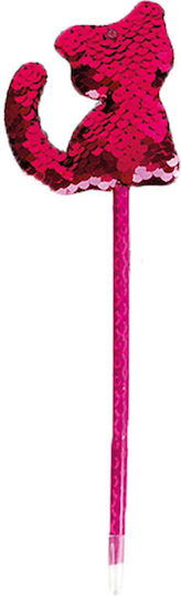 Στυλό Ballpen Total Gift Glam In Plastic Γάτα Φούξια Παγιέτα Xl-1172