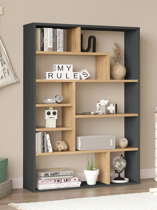 Bookcase Decora Natural-anthracite 90x22x123.6cm