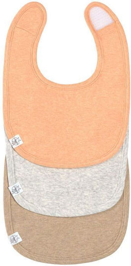 Laessig Lätzchen Stoff mit Bügelverschluss und Schlaufe Apricot, Grey, Nature für 6 m+ 3Stück