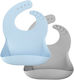 Minikoioi Waterproof Bib Silicone with Pocket Blue, Grey for 6 m+ 2pcs