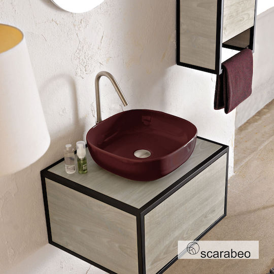 Scarabeo Glam Countertop Sink Porcelain 40x40cm Cherry Glossy
