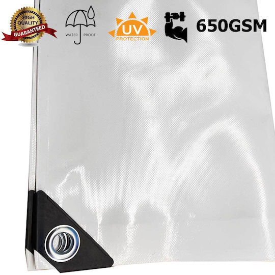 Dalimond Waterproof Tarpaulin 650gr/m² 5x6m. Heavy Duty White