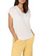 Women's Blouse with V Neckline White