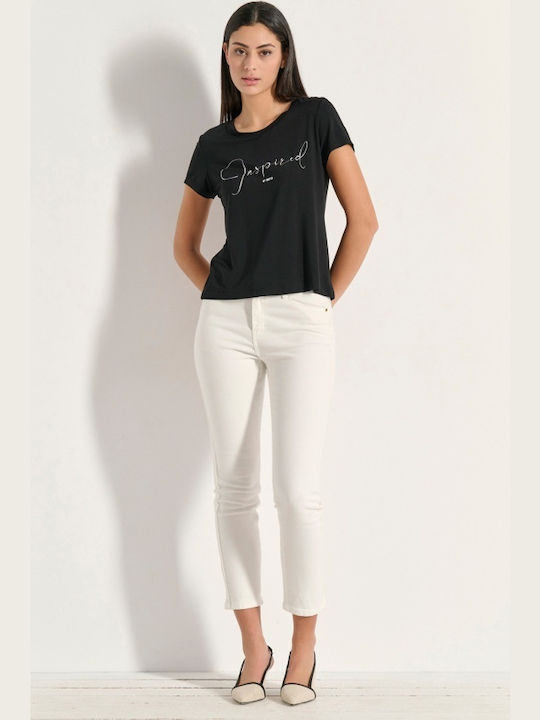 Bluze Damă Bumbac Mâneci Scurte Negru