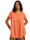 Damen Bluse Baumwolle Coral