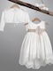 New Life Ecru Baptism Clothes Set for Girls with Hair Accessories Cardigan & Knitted Dress 3 Pieces