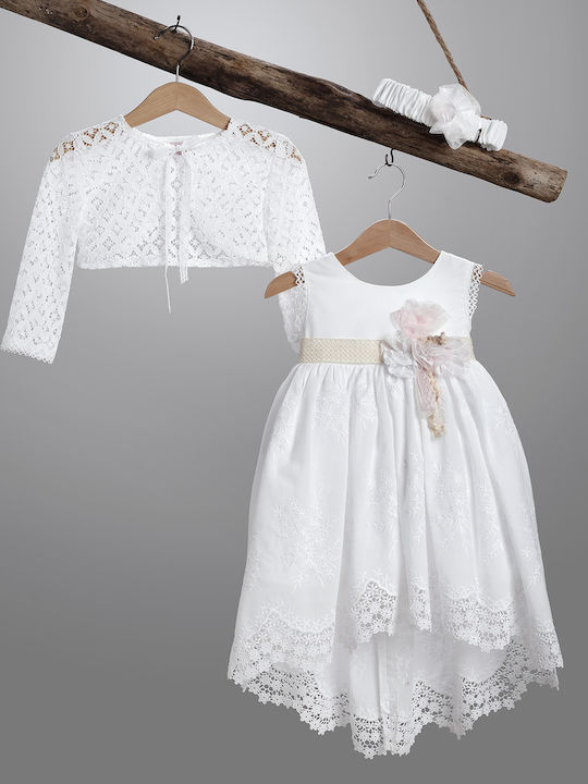 New Life White Baptism Clothes Set with Hair Ac...