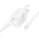 Borofone Charger with USB-C Port and Cable USB-C - USB-C 20W Power Delivery / Quick Charge 3.0 Whites (BN26 Fuente)