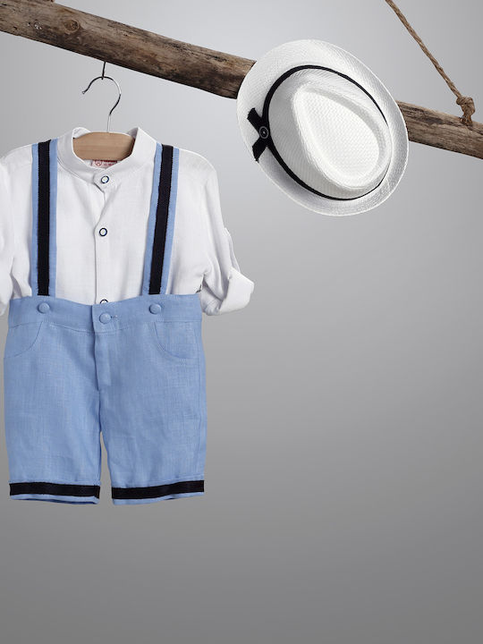 Baptism Suit for Boy Light Blue-White 2921-3 Ne...