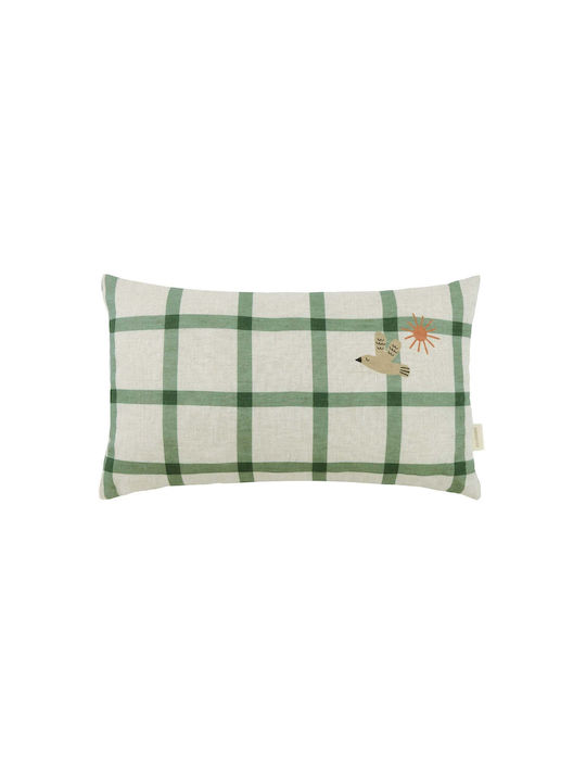 Vibes Rectangular Pillow Green Windowpane Bird ...