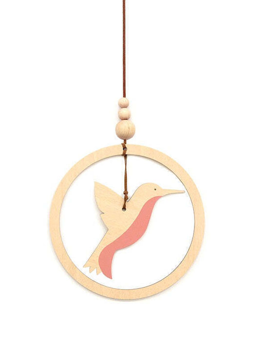 Nobodinoz Kinderwanddekoration Zimmer Mobile Rosa aus Holz Humming Bird 18.5x18.5cm