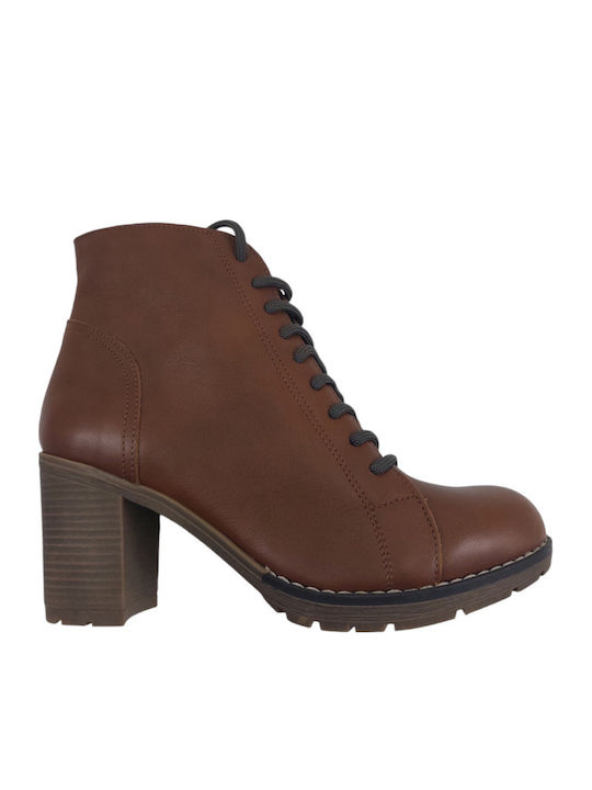 Leather Women's Ankle Boots Tabac Brown