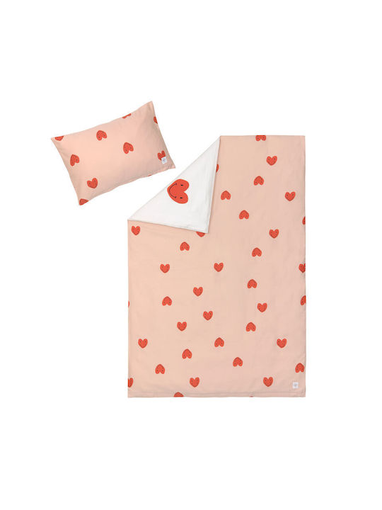 Laessig Σετ Παιδική Παπλωματοθήκη Μονή Peach Rose, Milky