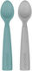 Minikoioi Baby Set with Spoons made of Silicone for 6+ months Green 2pcs