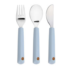 Laessig Baby Set with Fork Happy Rascals made of Silicone Multicolour 3pcs