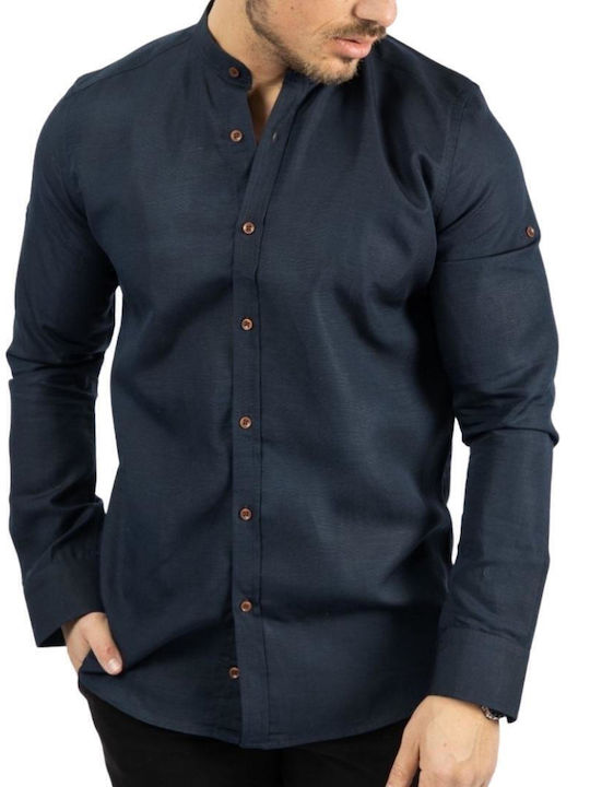 Senior Long-sleeved Linen Shirt Blue