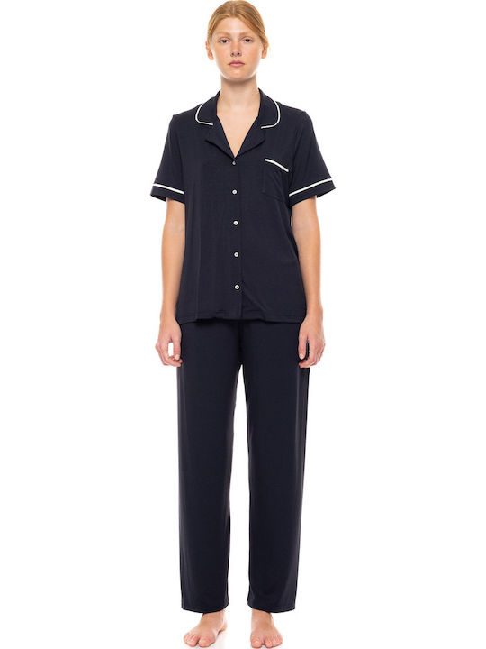 Pink Label Summer Women's Pyjama Set Yacht Blue