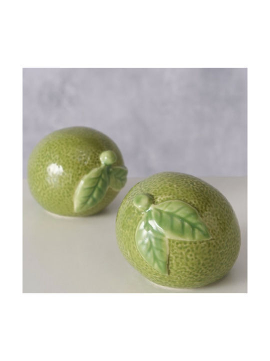 Set de 2 decorațiuni ceramice lucrate manual cu lămâi și lime, design cu lămâi și lime, 2 piese