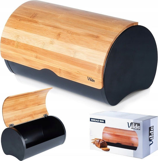 Vilde Bread Box with Lid Wooden Black 38x24x20cm Vilde Bread Box with Lid Wooden Black 38x24x20cm