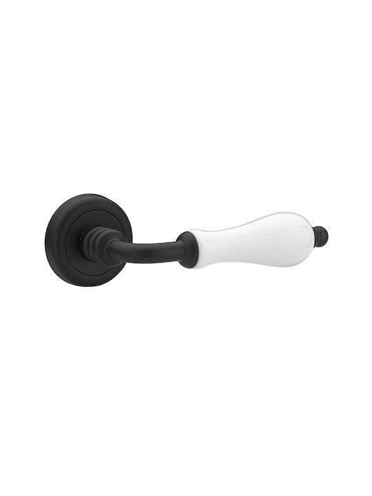 Roline Lever Middle Door with Rosette K306 Pair Black Mat-White