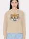 Happy Tiger Lang Damen Sweatshirt Beige