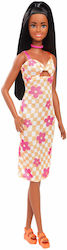 Barbie Checkered Flower Midi Dress Black Hair К...