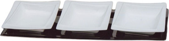 Galifas Porcelain Dessert Divided Serving Tray with 3 Slots White 15x42cm