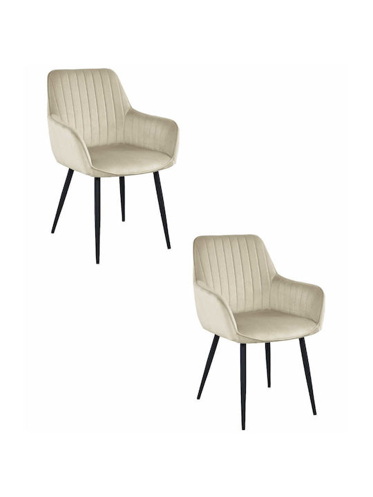 Solden Stühle Speisesaal Beige Velvet 2Stück 85...