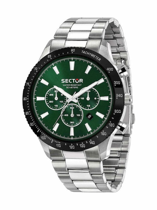 Sector Herrenuhr Chronograph Batterie mit Silber Metallarmband
