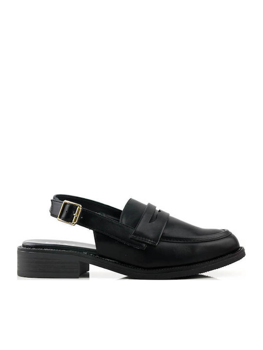Schwarze Slingback-Loafer mit eleganten Details