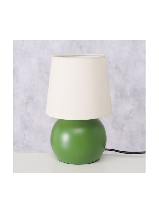 Boltze Metal Table Lamp with White Shade and Green Base
