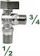 Regina Eckkugelhahn Plus 1/2"-3/4" Metallgriff 02005