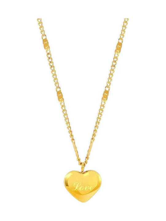 Charmy Necklace with design Heart from Gold Plated Steel
