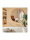 Wall Mirror with Beige Wooden Frame Diameter 75cm 1pcs