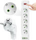 Leewello LW-196 Power Strip with Surge Protection 5 Positions with 3 USB-A, USB-C and Cable 2m